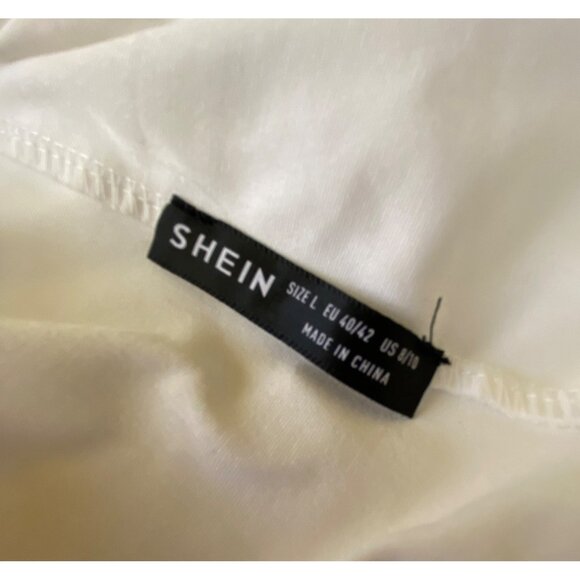 One-Shoulder White Bodycon Dress Large Sexy Club Stripper Stretch Y2K Party Rave - Picture 6 of 6